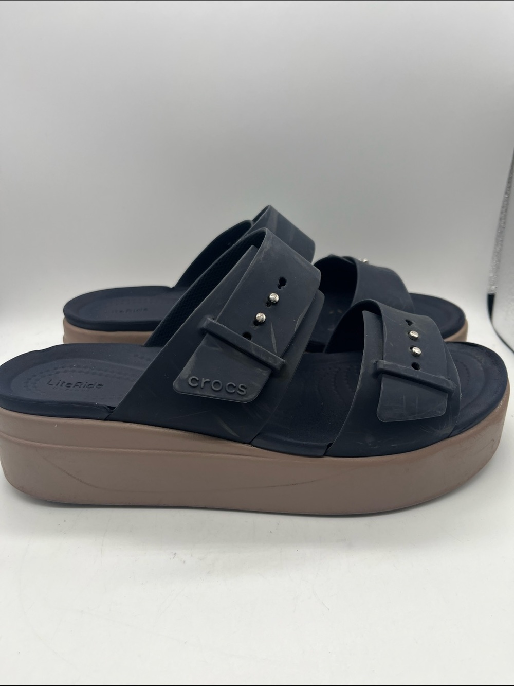 Crocs  Platform BROOKLYN Black & Tan Size 9 - Picture 2 of 7
